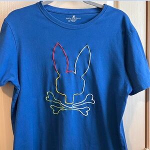 Psycho Bunny Royal Blue Tee with Neon Outline Logo